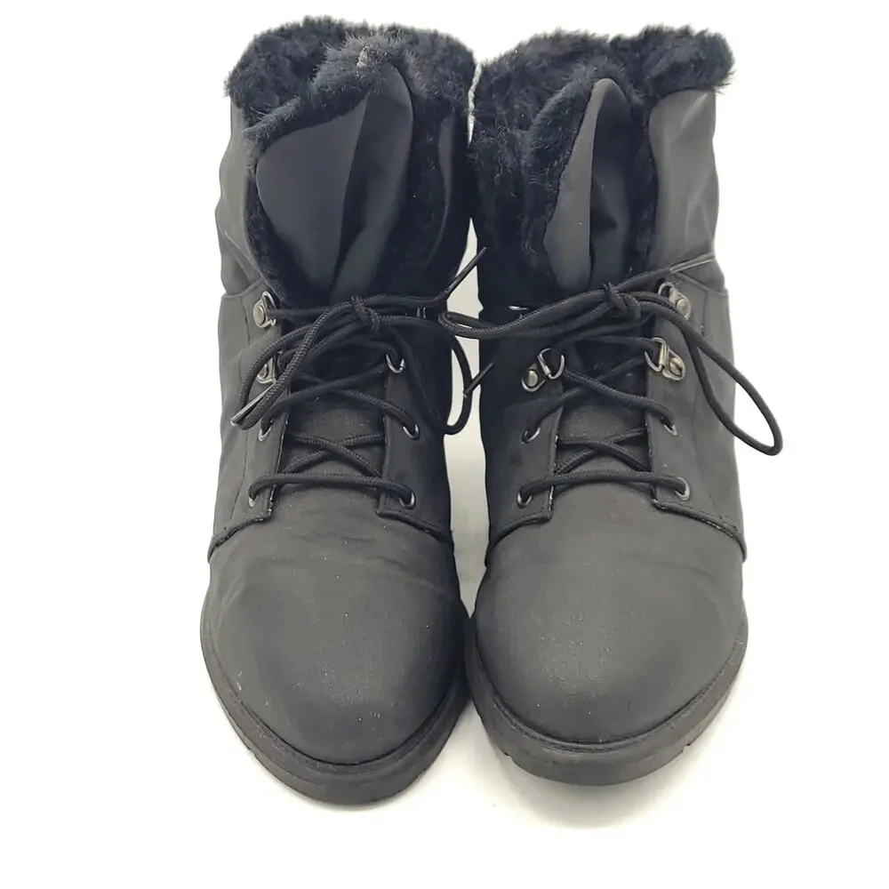 Danexx Thermolite Black Silktex Fur Lined Cozy boots women's size 10
